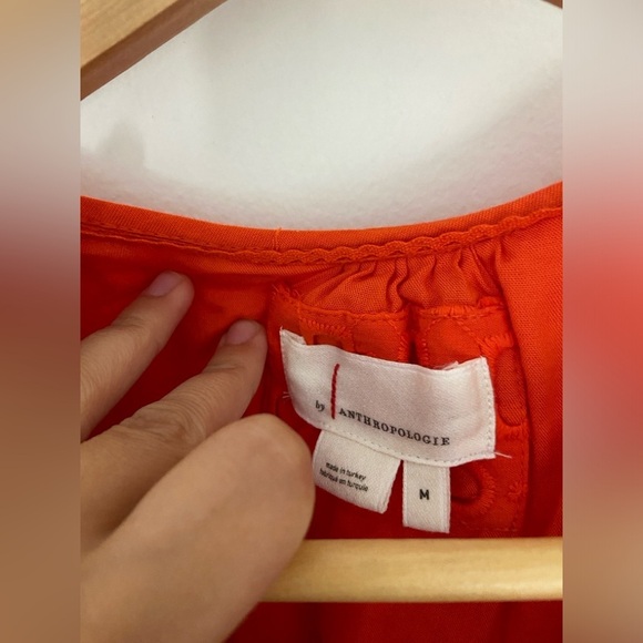 Anthropologie The Somerset Mini Dress: Eyelet Hot Bright Coral Orange - Picture 4 of 7